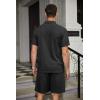 COOFANDY Men’s Waffle Knit Polo Shirt and Shorts Set 2 Pieces Outfits Summer Suit Casual Tracksuit with Pockets(Black)