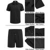 COOFANDY Men’s Waffle Knit Polo Shirt and Shorts Set 2 Pieces Outfits Summer Suit Casual Tracksuit with Pockets(Black)