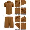 COOFANDY Men’s Waffle Knit Polo Shirt and Shorts Set 2 Pieces Outfits Summer Suit Casual Tracksuit with Pockets(Light Brown)