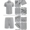COOFANDY Men’s Waffle Knit Polo Shirt and Shorts Set 2 Pieces Outfits Summer Suit Casual Tracksuit with Pockets(Light Grey)