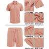 COOFANDY Men’s Waffle Knit Polo Shirt and Shorts Set 2 Pieces Outfits Summer Suit Casual Tracksuit with Pockets(Pink)
