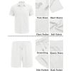 COOFANDY Men’s Waffle Knit Polo Shirt and Shorts Set 2 Pieces Outfits Summer Suit Casual Tracksuit with Pockets(White)