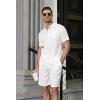 COOFANDY Men’s Waffle Knit Polo Shirt and Shorts Set 2 Pieces Outfits Summer Suit Casual Tracksuit with Pockets(White)