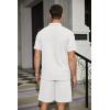 COOFANDY Men’s Waffle Knit Polo Shirt and Shorts Set 2 Pieces Outfits Summer Suit Casual Tracksuit with Pockets(White)