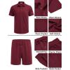 COOFANDY Men’s Waffle Knit Polo Shirt and Shorts Set 2 Pieces Outfits Summer Suit Casual Tracksuit with Pockets(Wine Red)
