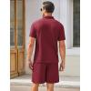 COOFANDY Men’s Waffle Knit Polo Shirt and Shorts Set 2 Pieces Outfits Summer Suit Casual Tracksuit with Pockets(Wine Red)