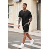 COOFANDY Men’s Waffle Shirt and Shorts Set 2 Piece Outfits Casual Summer Tracksuits Set with Pockets(A-black)