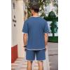COOFANDY Men’s Waffle Shirt and Shorts Set 2 Piece Outfits Casual Summer Tracksuits Set with Pockets(Blue)