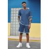 COOFANDY Men’s Waffle Shirt and Shorts Set 2 Piece Outfits Casual Summer Tracksuits Set with Pockets(Blue)