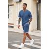 COOFANDY Men’s Waffle Shirt and Shorts Set 2 Piece Outfits Casual Summer Tracksuits Set with Pockets(Blue)