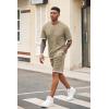 COOFANDY Men’s Waffle Shirt and Shorts Set 2 Piece Outfits Casual Summer Tracksuits Set with Pockets(Khaki)