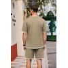 COOFANDY Men’s Waffle Shirt and Shorts Set 2 Piece Outfits Casual Summer Tracksuits Set with Pockets(Khaki)