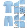 COOFANDY Men’s Waffle Shirt and Shorts Set 2 Piece Outfits Casual Summer Tracksuits Set with Pockets(Light Blue)