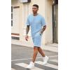 COOFANDY Men’s Waffle Shirt and Shorts Set 2 Piece Outfits Casual Summer Tracksuits Set with Pockets(Light Blue)