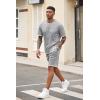 COOFANDY Men’s Waffle Shirt and Shorts Set 2 Piece Outfits Casual Summer Tracksuits Set with Pockets(Light Grey)