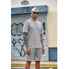 COOFANDY Men’s Waffle Shirt and Shorts Set 2 Piece Outfits Casual Summer Tracksuits Set with Pockets(Light Grey)