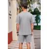 COOFANDY Men’s Waffle Shirt and Shorts Set 2 Piece Outfits Casual Summer Tracksuits Set with Pockets(Light Grey)
