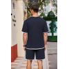COOFANDY Men’s Waffle Shirt and Shorts Set 2 Piece Outfits Casual Summer Tracksuits Set with Pockets(Navy Blue)