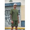 COOFANDY Men’s Waffle Shirt and Shorts Set 2 Piece Outfits Casual Summer Tracksuits Set with Pockets(Olive Green)