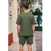 COOFANDY Men’s Waffle Shirt and Shorts Set 2 Piece Outfits Casual Summer Tracksuits Set with Pockets(Olive Green)