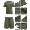 COOFANDY Men’s Waffle Shirt and Shorts Set 2 Piece Outfits Casual Summer Tracksuits Set with Pockets(Olive Green)
