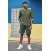 COOFANDY Men’s Waffle Shirt and Shorts Set 2 Piece Outfits Casual Summer Tracksuits Set with Pockets(Olive Green)