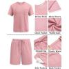 COOFANDY Men’s Waffle Shirt and Shorts Set 2 Piece Outfits Casual Summer Tracksuits Set with Pockets(Pink)