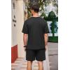 COOFANDY Men’s Waffle Shirt and Shorts Set 2 Piece Outfits Casual Summer Tracksuits Set with Pockets(Pure Black)