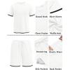 COOFANDY Men’s Waffle Shirt and Shorts Set 2 Piece Outfits Casual Summer Tracksuits Set with Pockets(White)
