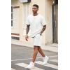 COOFANDY Men’s Waffle Shirt and Shorts Set 2 Piece Outfits Casual Summer Tracksuits Set with Pockets(White)