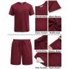 COOFANDY Men’s Waffle Shirt and Shorts Set 2 Piece Outfits Casual Summer Tracksuits Set with Pockets(Wine Red)