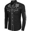 COOFANDY Men’s Western Cowboy Shirt Embroidered Button Down Long Sleeve Shirts(01-black)