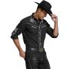 COOFANDY Men’s Western Cowboy Shirt Embroidered Button Down Long Sleeve Shirts(01-black)