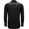 COOFANDY Men’s Western Cowboy Shirt Embroidered Button Down Long Sleeve Shirts(Black)