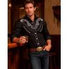 COOFANDY Men’s Western Cowboy Shirt Embroidered Button Down Long Sleeve Shirts(Black)