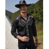 COOFANDY Men’s Western Cowboy Shirt Embroidered Button Down Long Sleeve Shirts(Black)