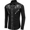 COOFANDY Men’s Western Cowboy Shirt Embroidered Button Down Long Sleeve Shirts(Black (Pattern3))