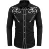 COOFANDY Men’s Western Cowboy Shirt Embroidered Button Down Long Sleeve Shirts(Black (Pattern3))
