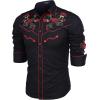 COOFANDY Men’s Western Cowboy Shirt Embroidered Button Down Long Sleeve Shirts(Black (Rose))