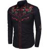 COOFANDY Men’s Western Cowboy Shirt Embroidered Button Down Long Sleeve Shirts(Black (Rose))