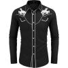 COOFANDY Men’s Western Cowboy Shirt Embroidered Button Down Long Sleeve Shirts(Black(horse))