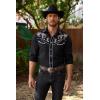 COOFANDY Men’s Western Cowboy Shirt Embroidered Button Down Long Sleeve Shirts(Black(pat8))