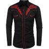 COOFANDY Men’s Western Cowboy Shirt Embroidered Button Down Long Sleeve Shirts(Black(pattern1))