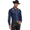 COOFANDY Men’s Western Cowboy Shirt Embroidered Button Down Long Sleeve Shirts(Blue)