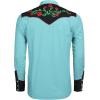 COOFANDY Men’s Western Cowboy Shirt Embroidered Button Down Long Sleeve Shirts(Blue (Retro Rose))