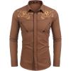 COOFANDY Men’s Western Cowboy Shirt Embroidered Button Down Long Sleeve Shirts(Brown (Pattern3))