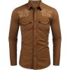 COOFANDY Men’s Western Cowboy Shirt Embroidered Button Down Long Sleeve Shirts(Brown Star)