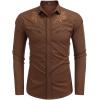 COOFANDY Men’s Western Cowboy Shirt Embroidered Button Down Long Sleeve Shirts(Coffee)