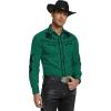 COOFANDY Men’s Western Cowboy Shirt Embroidered Button Down Long Sleeve Shirts(Green)