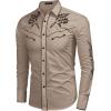 COOFANDY Men’s Western Cowboy Shirt Embroidered Button Down Long Sleeve Shirts(Khaki)
